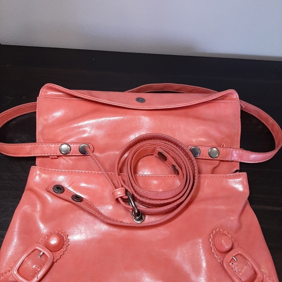 💠Convertible Faux Leather Crossbody Shoulder Bag Peach Pink Laser Cut - Picture 13 of 15